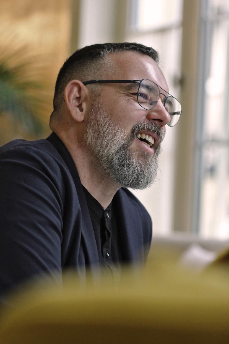 Portrait laughing side view